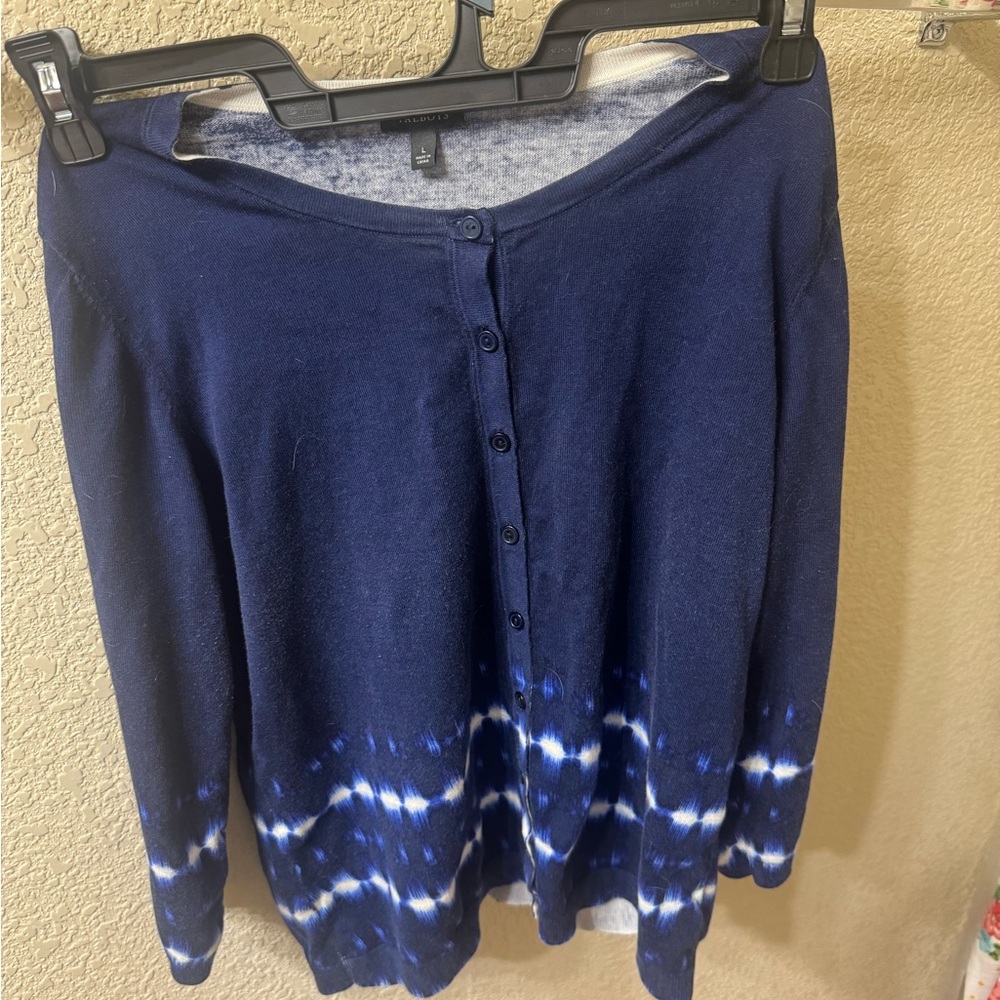 Navy Blue Tie-Dye Cardigan
